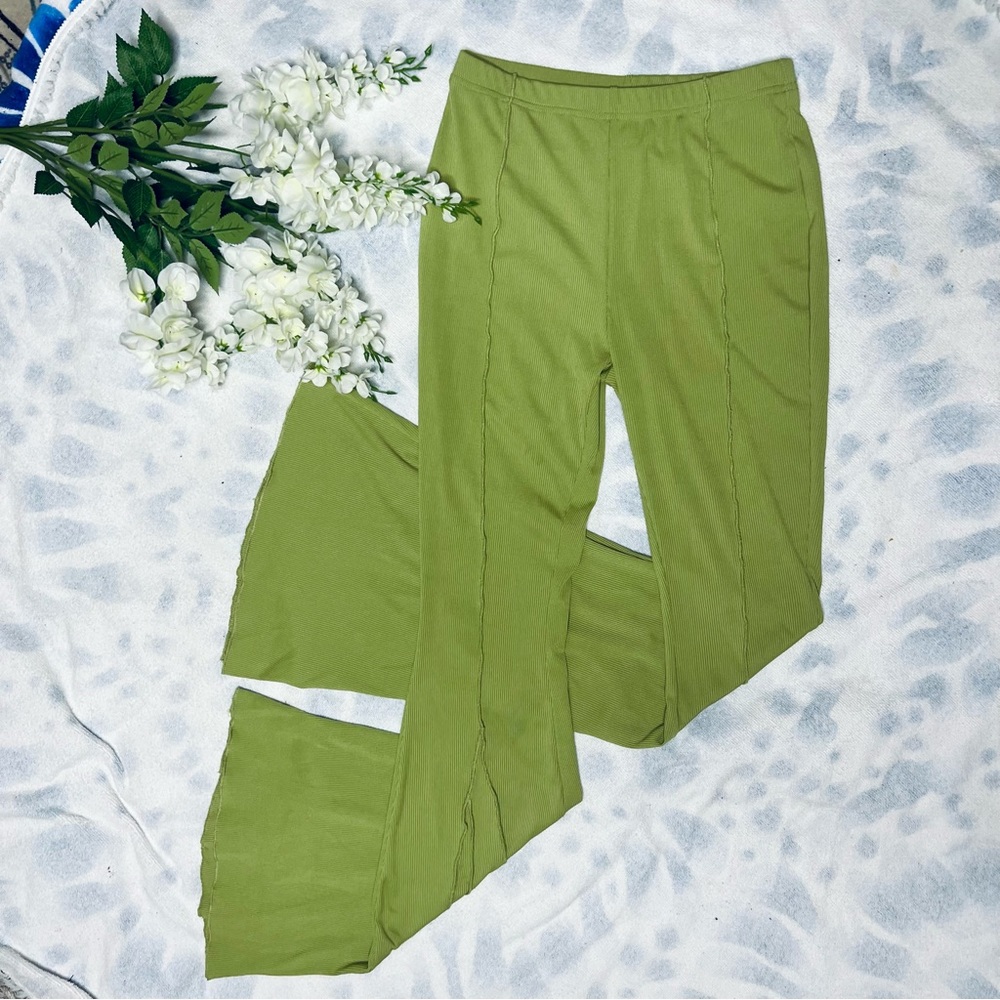 Avocado Ribbed Flare Pants - image 1